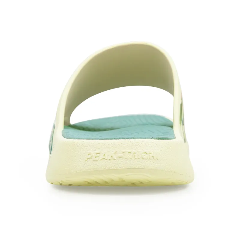 PEAK Tai Ji1.0 Quiet Slip Resistant Cushioning Slide Slippers Men's Light Yellow Grass Green-5