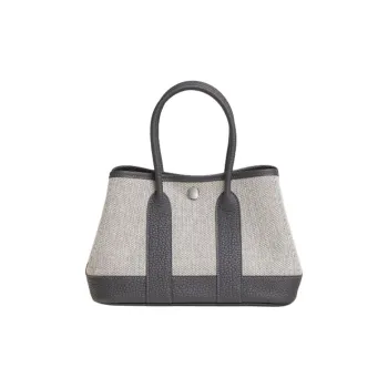 HERMES NEO GARDEN 23 HViking Canvas Bag, Tote Bag, Shopping Bag, Handbag Women's Light Beige & Slate Gray