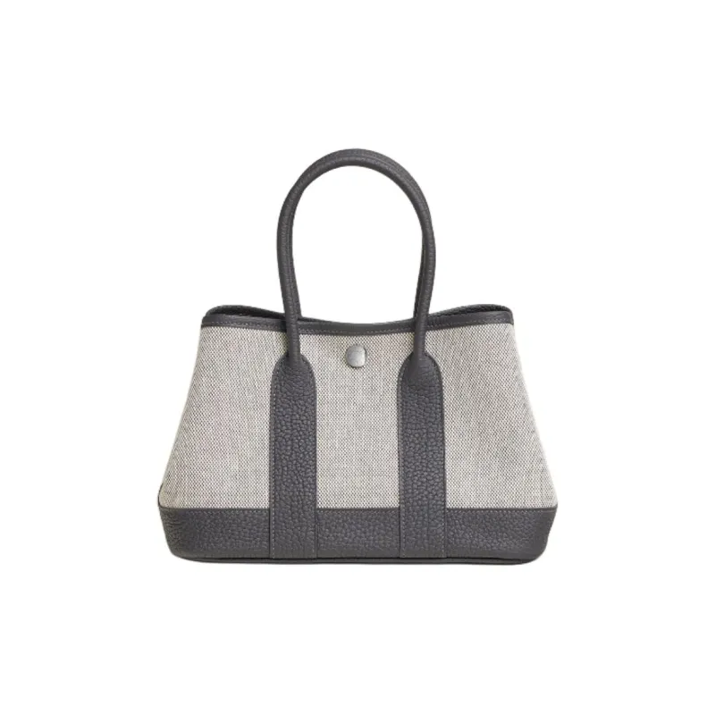 HERMES NEO GARDEN 23 HViking Canvas Bag, Tote Bag, Shopping Bag, Handbag Women's Light Beige & Slate Gray-0