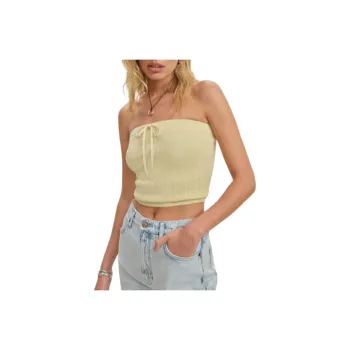 REFORMATION Zazie Cotton Strapless Sweate Strapless Top Women's