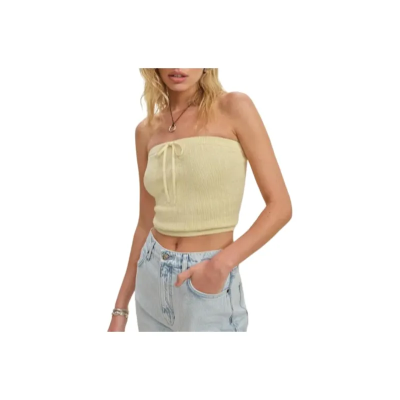 REFORMATION Zazie Cotton Strapless Sweate Strapless Top Women's-0