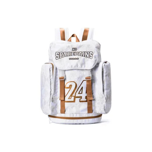 Spare No Pains. Polyester Students Backpack White Gold Backpack Unisex White