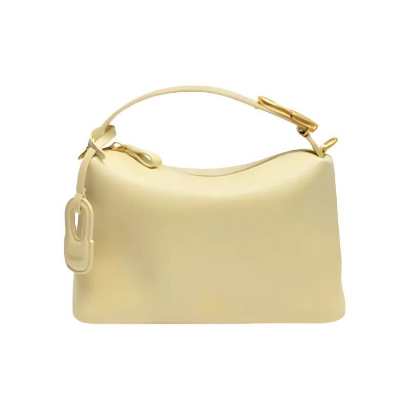 TENNCO Cow Leather Lunch Box Bag Handbag Trumpets Women's Cream White/Oat Yellow/Cherry Blossom Pink-3