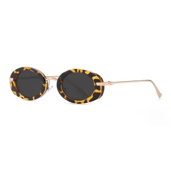 PRETTYALLUSION Metal Oval Sunglasses Women's