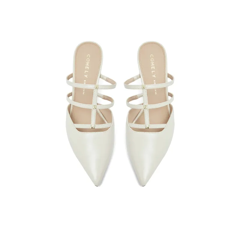 COMELY Rubber Sole Odor Resistant Quick Dry Closed Toe Slippers Women's Cream White-3