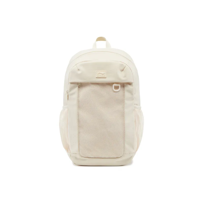 LiNing Sports Life Collection Polyester Backpack Unisex Eggnog Cream Gray-0