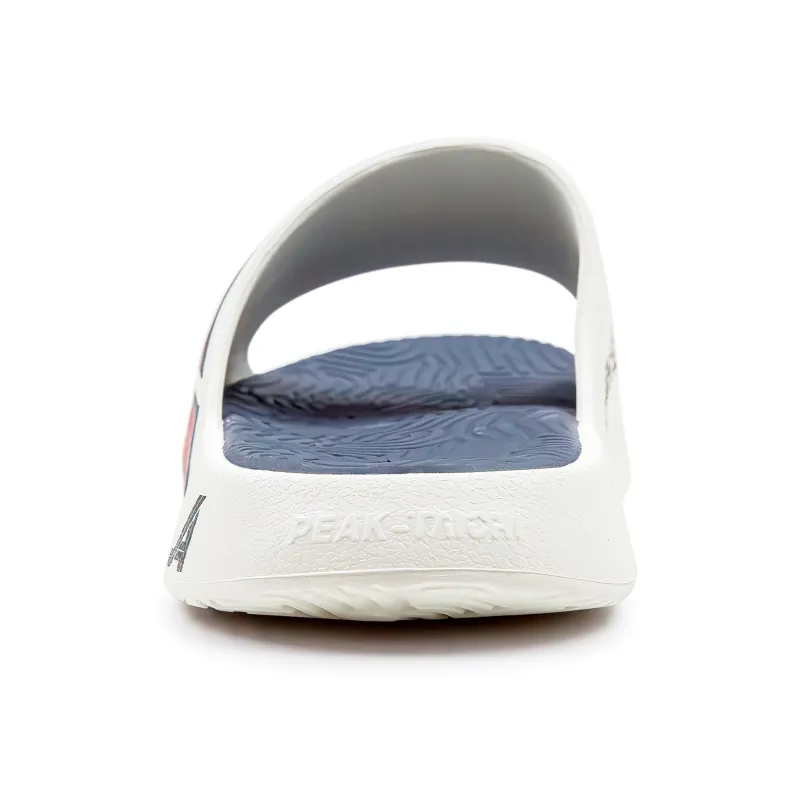 PEAK Tai Ji1.0 Quiet Slip Resistant Abrasion Resistant Slide Slippers Unisex White Navy Blue-5