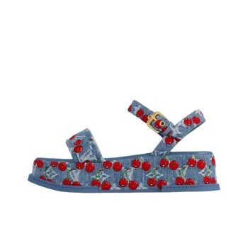 LOUIS VUITTON Cherry Maya Platform Sandal X Takashi Murakami Denim Women's