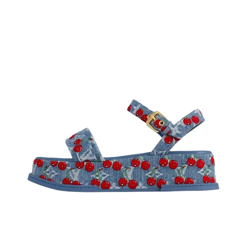 LOUIS VUITTON Cherry Maya Platform Sandal X Takashi Murakami Denim Women's-0