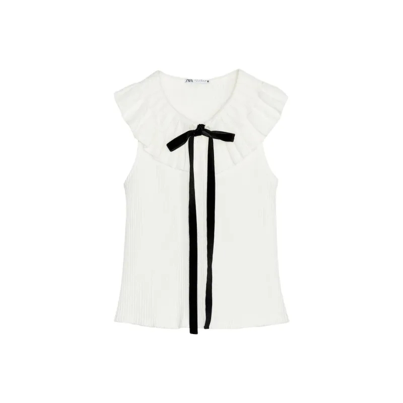 ZARA Tank Tops Women's Frosted White-0