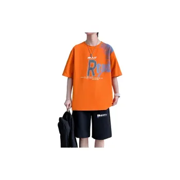 RKVC Casual Sportswear Unisex Orange Top+Pants