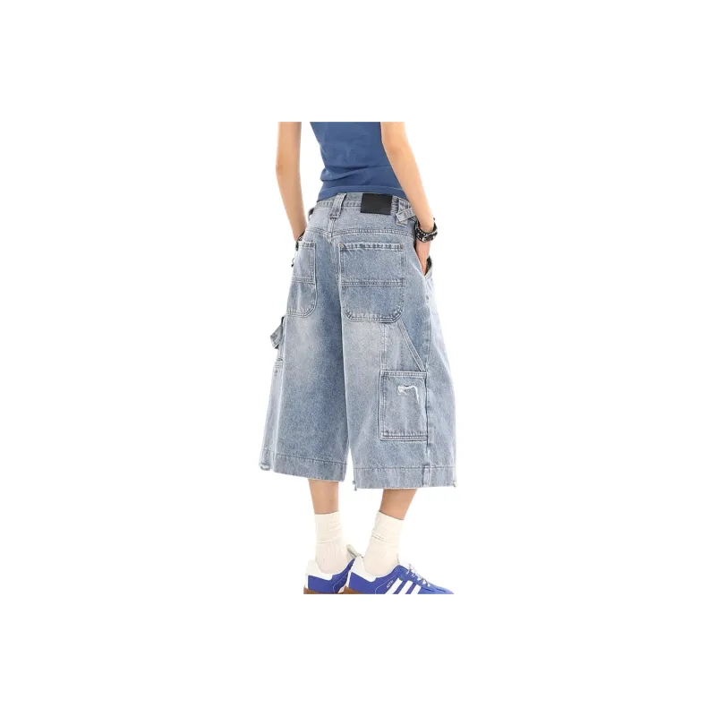 DJ.SPIRIT Denim Shorts Unisex Blue-1
