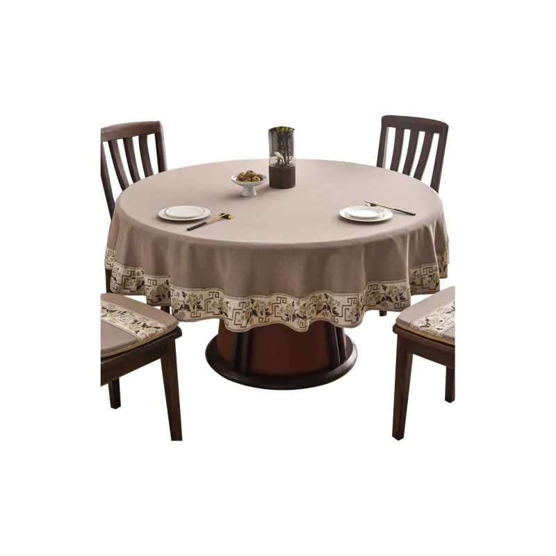 LUOYIJIA Fabric Ambient New Chinese Style Waterproof No Wash Fabric Large Round Dining Table For Home Use-13