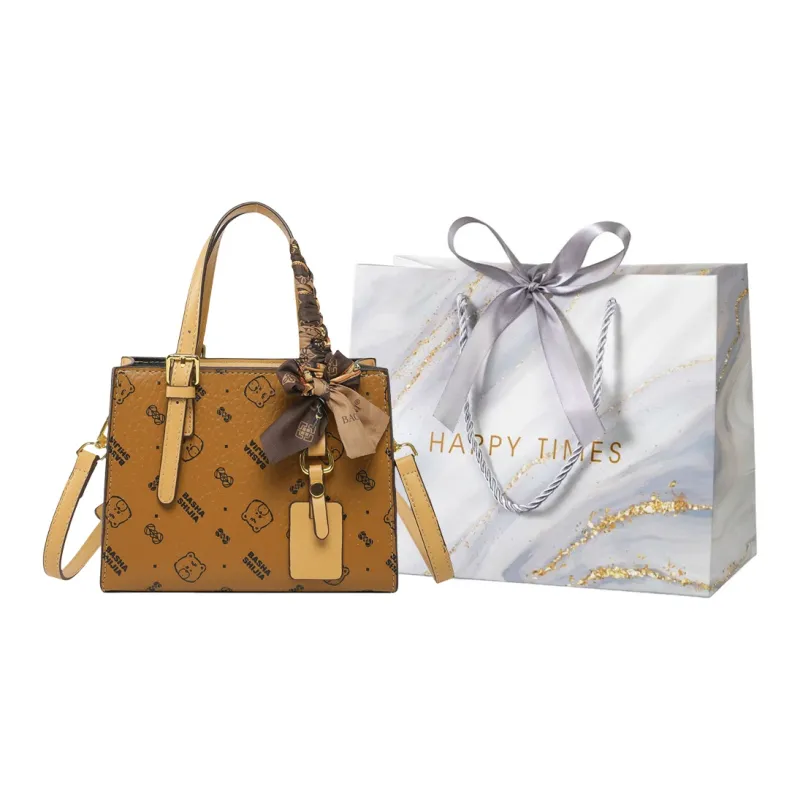 Miss Angel PU Crossbody One Shoulder Handbag Regular Women's Brown/Yellow/Ecru-12