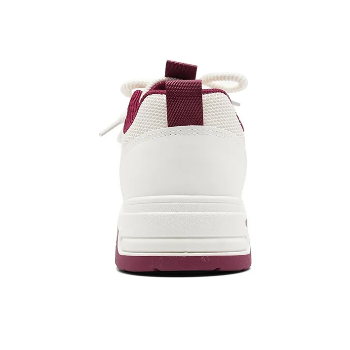 Warrior Abrasion Resistant Breathable Low Top Skateboard Shoes Women's Beige Burgundy-4