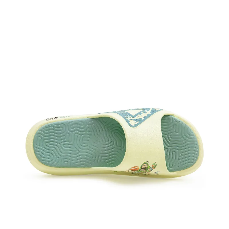 PEAK Tai Ji1.0 Quiet Slip Resistant Cushioning Slide Slippers Men's Light Yellow Grass Green-4