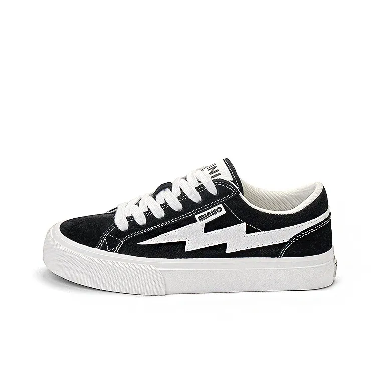 MINISO Low Top Casual Shoes Unisex Black Purple-1