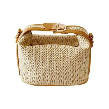 DALO Straw Woven Shoulder Bag, Crossbody Bag, Handbag Regular Women's Apricot/Brown