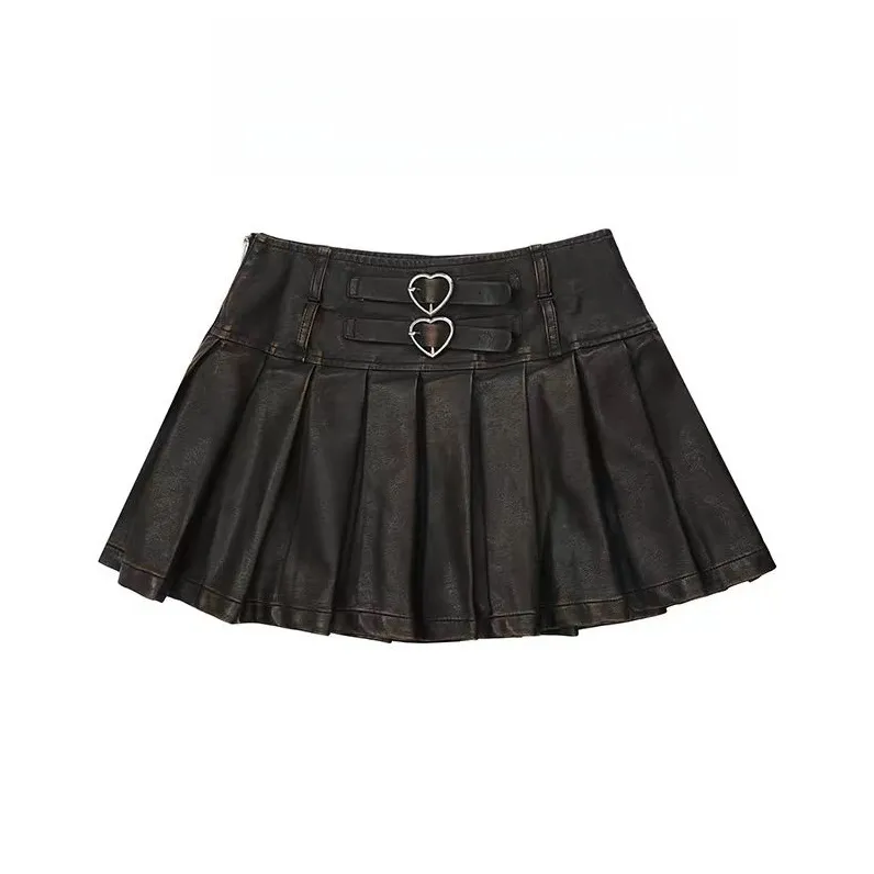 Gentle Welcome Leather Short Skirts Women's-2