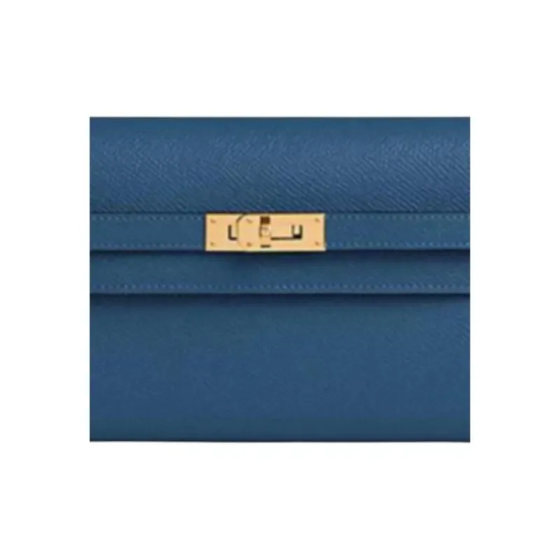 HERMES Kelly To Go Epsom Calfskin Wallet, Shoulder Bag Women's Blue-3