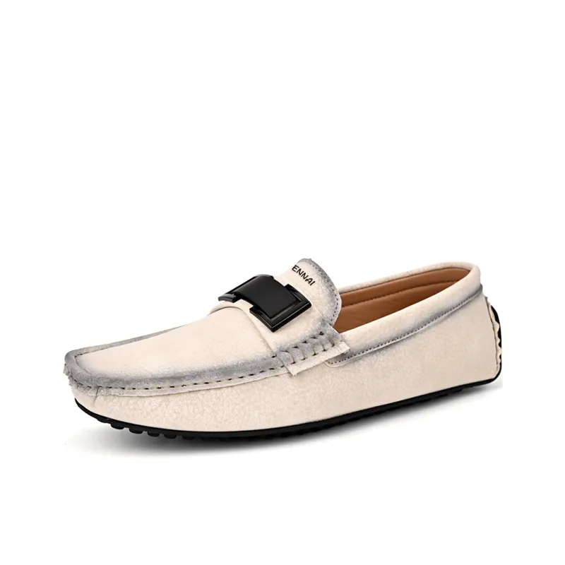 Wen Nai Gommino Loafers Men's Beige-1