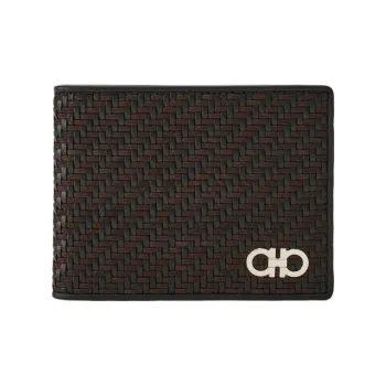 FERRAGAMO Calfskin Wallet Men's Moroccan Brown & Black
