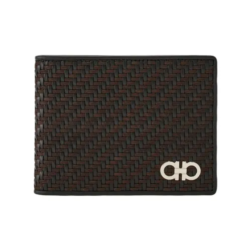FERRAGAMO Calfskin Wallet Men's Moroccan Brown & Black