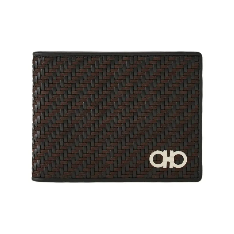 FERRAGAMO Calfskin Wallet Men's Moroccan Brown & Black-0
