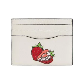 COACH Card Case Leather Card Holder Trumpets Women's White