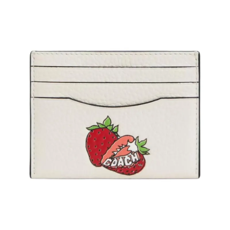 COACH Card Case Leather Card Holder Trumpets Women's White-0