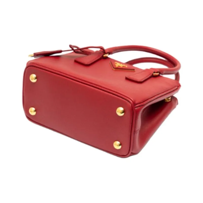 PRADA Cow Leather Handbag Regular Unisex Red-2