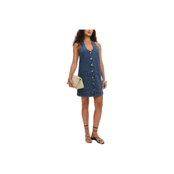 REFORMATION Brittany Denim Halter Mini Dress Sleeveless Dress Women's