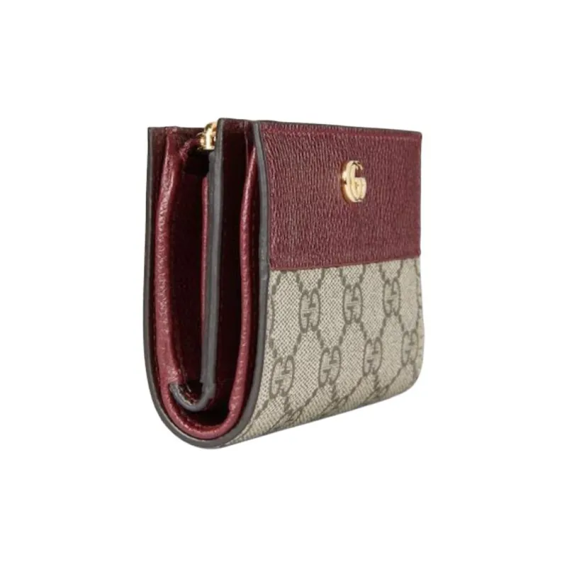 GUCCI GG Marmont Leather Wallet Medium Size Women's Beige Red-1