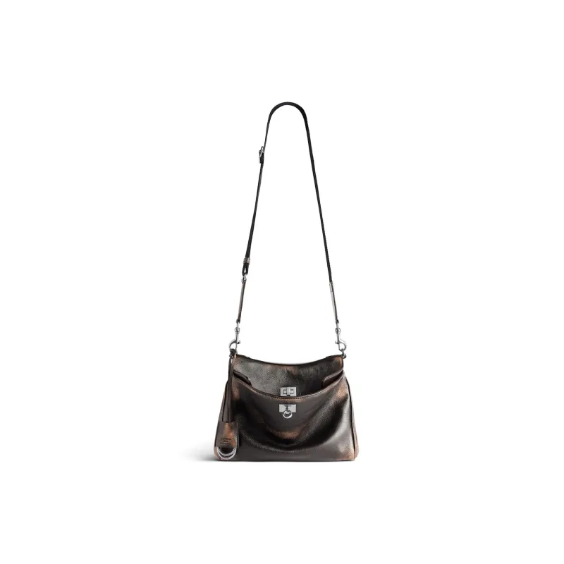 Balenciaga Rodeo Calfskin Messenger Bag, Shoulder Bag, Crossbody Bag Trumpets Men's Brown-0
