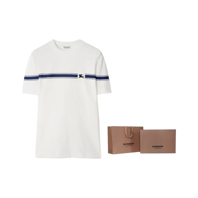 Burberry Logo Embroidered Striped T Shirt-6