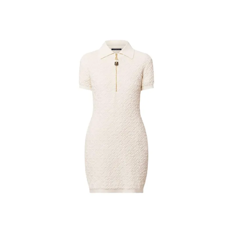 LOUIS VUITTON Short Sleeved Dress Women's White-0
