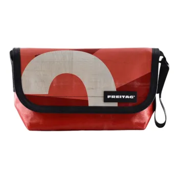 FREITAG Waterproof Fabric Messenger Bag, Crossbody Bag, Shoulder Bag Regular Unisex Red & White