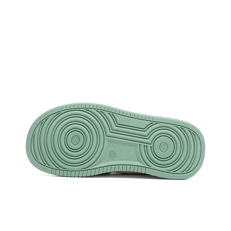 RENBEN Cushioning Abrasion Resistant Breathable Low Top Skateboard Shoes Women's White Green-4