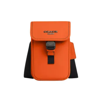 COACH RACER Calfskin Cell Phone Pouch, Shoulder Bag, Crossbody Bag Mini Men's Bronze & Spice Orange