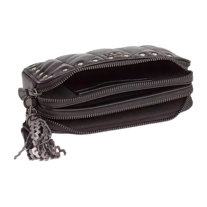 COACH Kira Nappa Leather One Shoulder Handbag Trumpets Women's Tin Pewter & Black-2