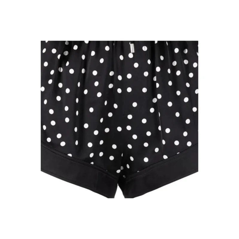 SAINT LAURENT High waist Polka dot Silk Shorts-4