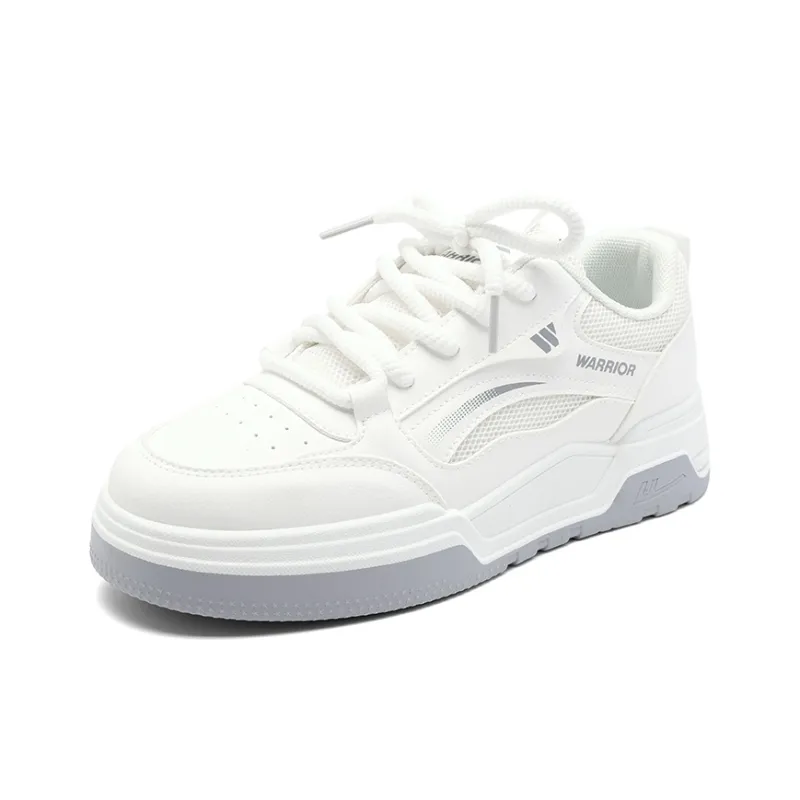 Warrior Anti Slip Wear Resistant Low Top Skateboard Shoes Women's White Gray-1