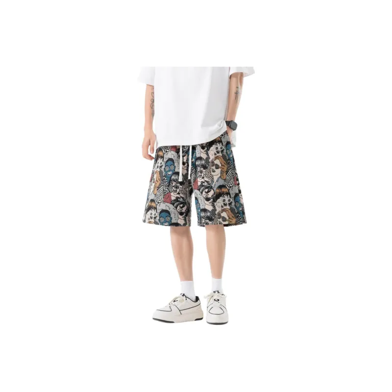 CLOR Casual Shorts Unisex Embroidery Figure-0