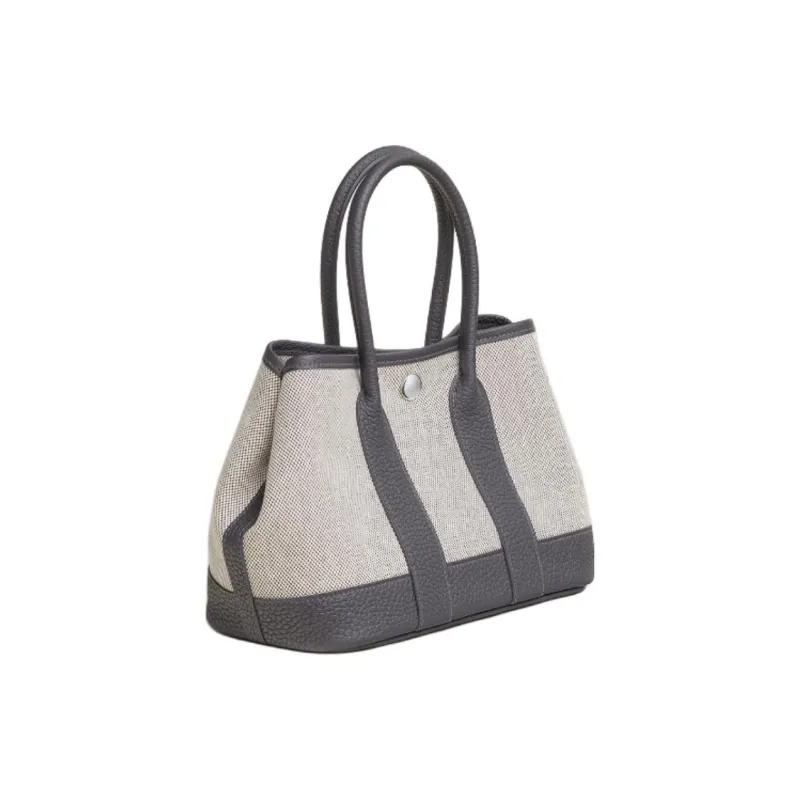 HERMES NEO GARDEN 23 HViking Canvas Bag, Tote Bag, Shopping Bag, Handbag Women's Light Beige & Slate Gray-1