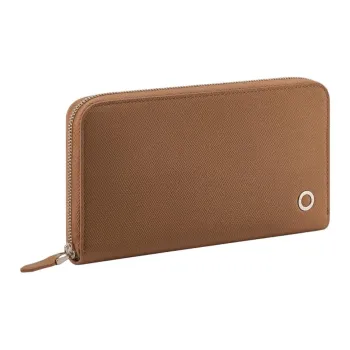 BVLGARI Calfskin Wallet Tubas Men's Brown