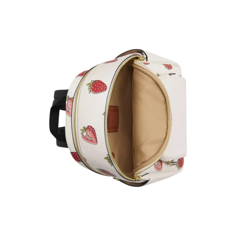 COACH Court Coated Canvas Backpack Women's White & Pink-2