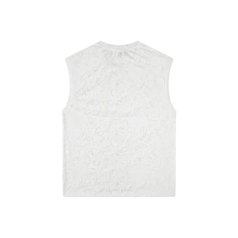 American Vintage Ripped Design Niche Cool Loose Fit Casual Sleeveless Tank Top Unisex-8