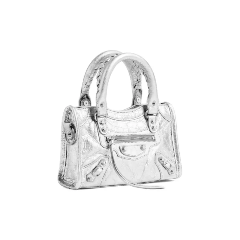 Balenciaga Le City Arena Lambskin Shoulder Bag, Crossbody Bag, Handbag Extra Mini Women's Silver-1