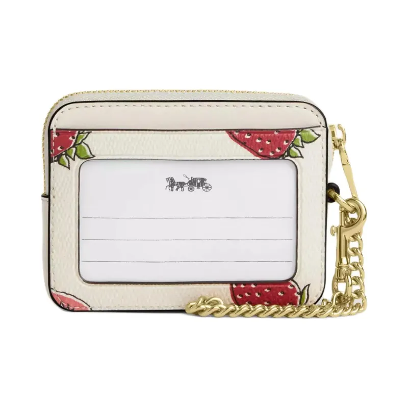 COACH Card Case Coated Canvas Card Holder Mini Women's Gold & Chalk Multicolor-1