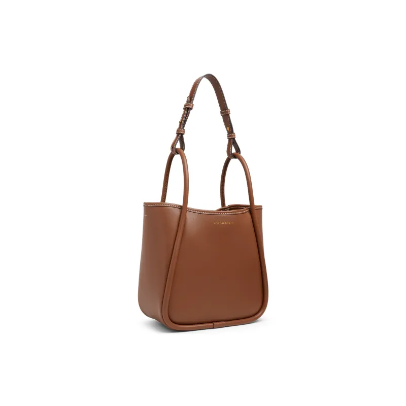 CHARLES&KEITH PU Shoulder Bag Medium Size Women's Chocolate/Taupe/Butter Yellow Cream Yellow-1